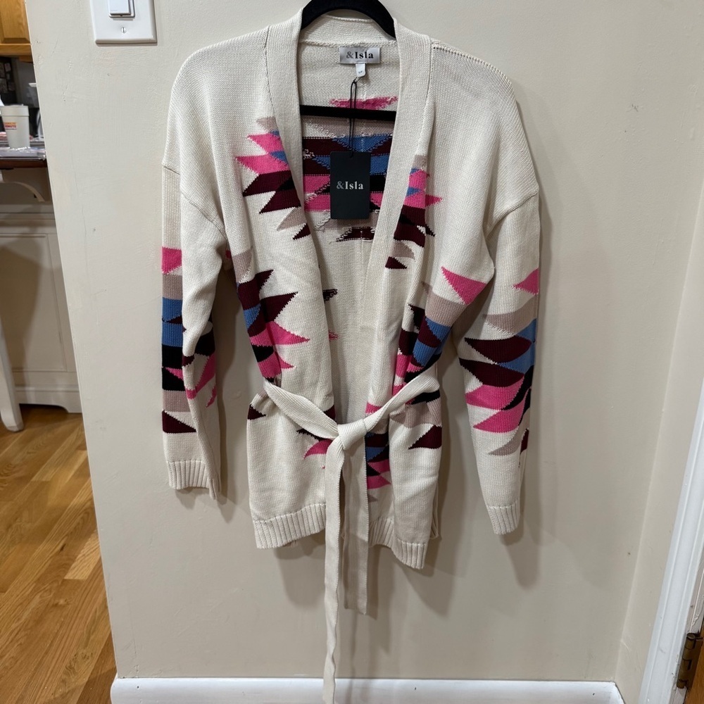 &Isla Tahlia Longline Aztec Cardigan- 100% Cotton - Size Small- NWT - Picture 2 of 10